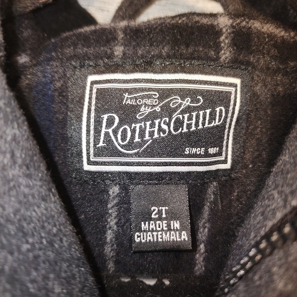 Rothschild 2t Jacket Wool Blend Pea Coat Dark Gray Zipper and Buttons Pockets - Picture 3 of 8